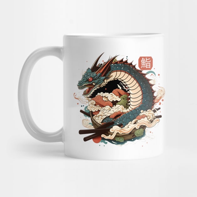 Dragon & Sushi Funny Food Retro Anime Lover Japanese by Ai Wanderer